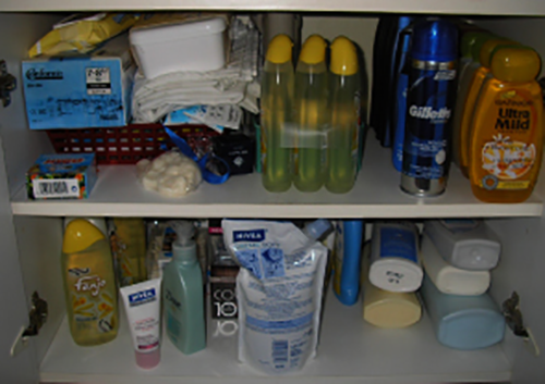 Under sink cabinet before professional organizing